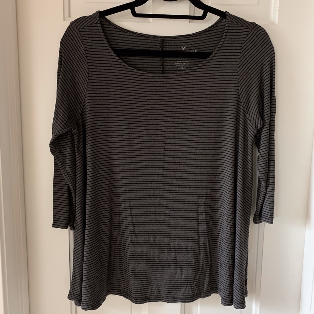 Gray Striped AEO Shirt